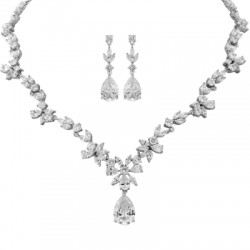 Cubic Zirconia Crystal Sparkle Necklace Set