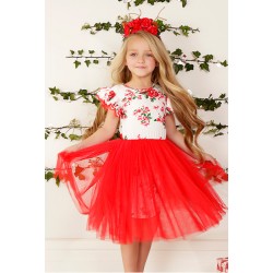 Red White Floral Tutu