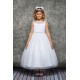 Venetian Lace Beaded Illusion First Communion Dress