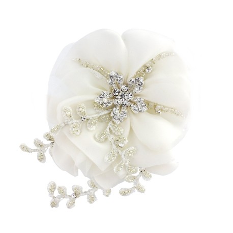 Verity Crystal Flower Headpiece - White