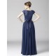 Chiffon Lace Bridesmaid Dress with Short Sleeves