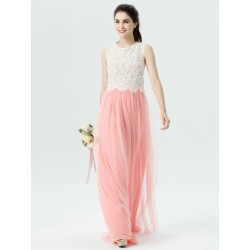 2 Piece Lace Chiffon Tulle Bridesmaid Dress