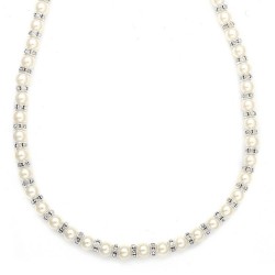 Alternating Pearl and Rondelle Wedding Necklace