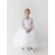 Long Sleeve Lace Key Hole Back First Communion Dress