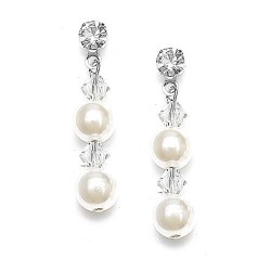  Pearl & Crystal Dangle Wedding Earrings