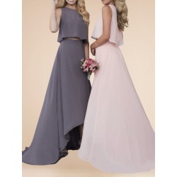 2 Piece Chiffon High-Lo Bridesmaid Dress