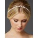 Slender Bridal Headband with Hand-wired Crystal Clusters and Ivory Ribbons