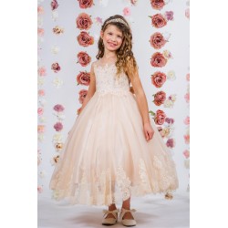 Lace Appliques Illusion Bateau Flower Girl Dress