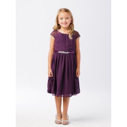 Chiffon Ilusion Beaded Flower Girl Dress