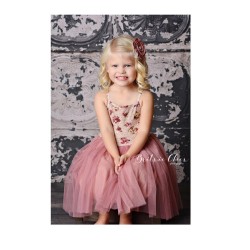 Vintage Rose Singlet Floral Tutu Flower Girl Dress