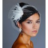Brooch Feather Rhinestone Fascinator & Birdcage Veil