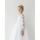 Long Sleeve Lace Key Hole Back First Communion Dress