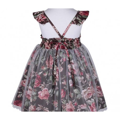 Black Floral Organza Flower Girl Dress