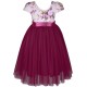 Vintage Rose Pink Cap Sleeves Floral Tutu Flower Girl Dress