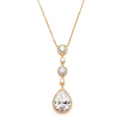 Pear-shaped Drop Bridal Necklace with Pave CZ