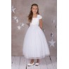 Pleated Cap Sleeves First Communion Dress