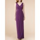 Pleated Chiffon V-neck Column Sheath Bridesmaid Dress