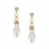Crystal Teardrop Earrings with Ivory & Gold For Bridesmaids