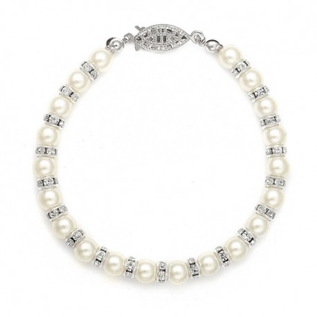  Alternating Pearl and Rondelle Wedding Bracelet