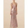 V-Neck Sequin Bridesmaid Dress