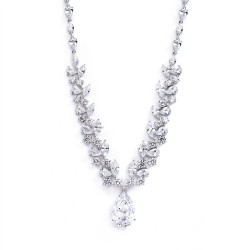 Breathtaking Cubic Zirconia Red Carpet Drop Wedding Necklace