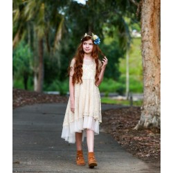 Gold Lace Flower Girl Dress