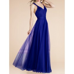 Chiffon Tulle Twist Criss Cross Back Bridesmaid Dress