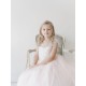 Beaded Illusion Satin Tulle Key Hole Flower Girl Dress