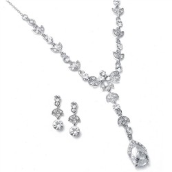 CZ and Crystal Bridal or Bridesmaid Necklace Set