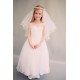 Pearl Trim Satin Organza First Communion Dress