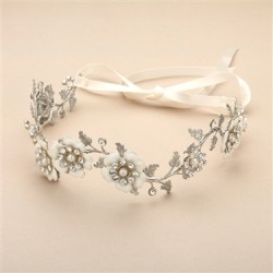 Designer Hand-Enameled Blossom Golden Headband