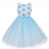 sz 10 Aqua Rosette Lace Flower Girl Dress