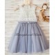 Key Hole Dotted Sheer Lace Appliques Flower Girl Dress