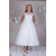 Pearl Trim Satin Organza First Communion Dress