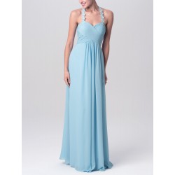 Floral Lace Halter Chiffon Bridesmaid Dress