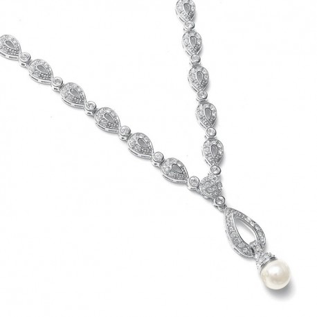 Vintage CZ Pave Bridal Necklace