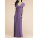 V-neck Bell Shape Sleeve Chiffon Bridesmaid Dress