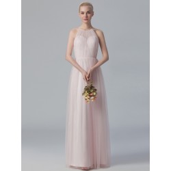 Halter Tulle Chiffon Bridesmaid Dress