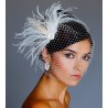 Circular Rhinestone Brooch Fascinator & Birdcage Veil
