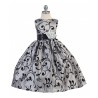 Silver Vine Flocked Velvet Flower Girl Dress