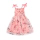 Dusy Rose Chiffon Floral Printed Halter Flower Girl Dress