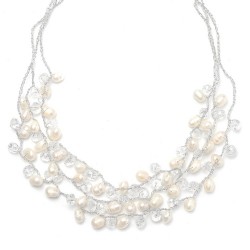  Genuine Freshwater Pearls 3-Row Bridal Necklace