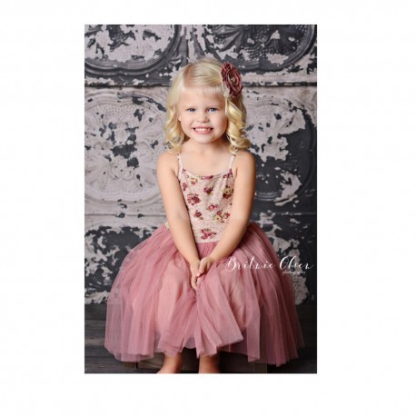 Vintage Rose Singlet Floral Tutu Flower Girl Dress