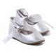 Silver Ballerina Slippers with Ribbon Tie