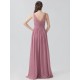 V-neck Lace Chiffon Pleated Bridesmaid Dress