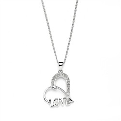 Wedding or Bridesmaids Gift Heart Shaped "Love" Necklace with Cubic Zirconia