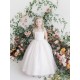Beaded Illusion Satin Tulle Key Hole Flower Girl Dress