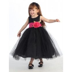 White Flower Girl Dress with Pink Sash