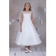 Pearl Trim Satin Organza First Communion Dress