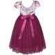 Vintage Rose Pink Cap Sleeves Floral Tutu Flower Girl Dress